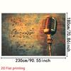 2D Vintage Microphone and Music Notes Backdrop Party Photo Background Cloth