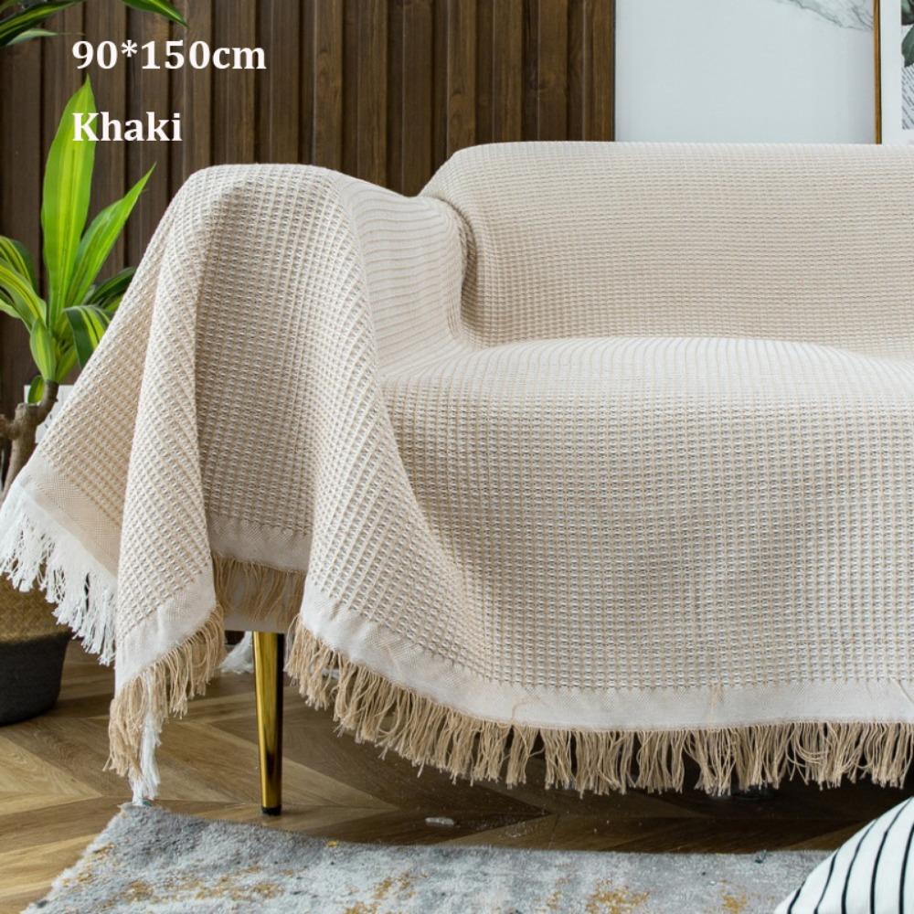New Nordic Knitted White Sofa Towel Anti-slip with Tassels Throw Blankets Multi-purpose Luxury Bed Sofa Couch