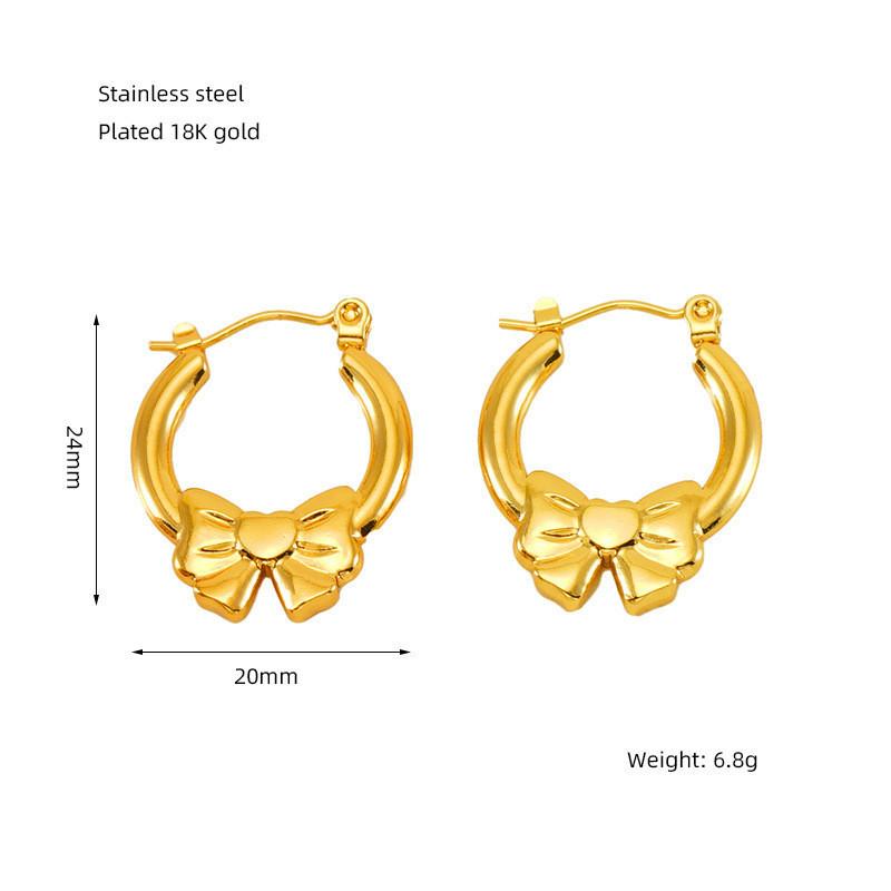 Fashion Heart Geometric Earrings For Women Gold Color Stainless Steel Round Hoop Earrings Vintage Party Jewelry Gift