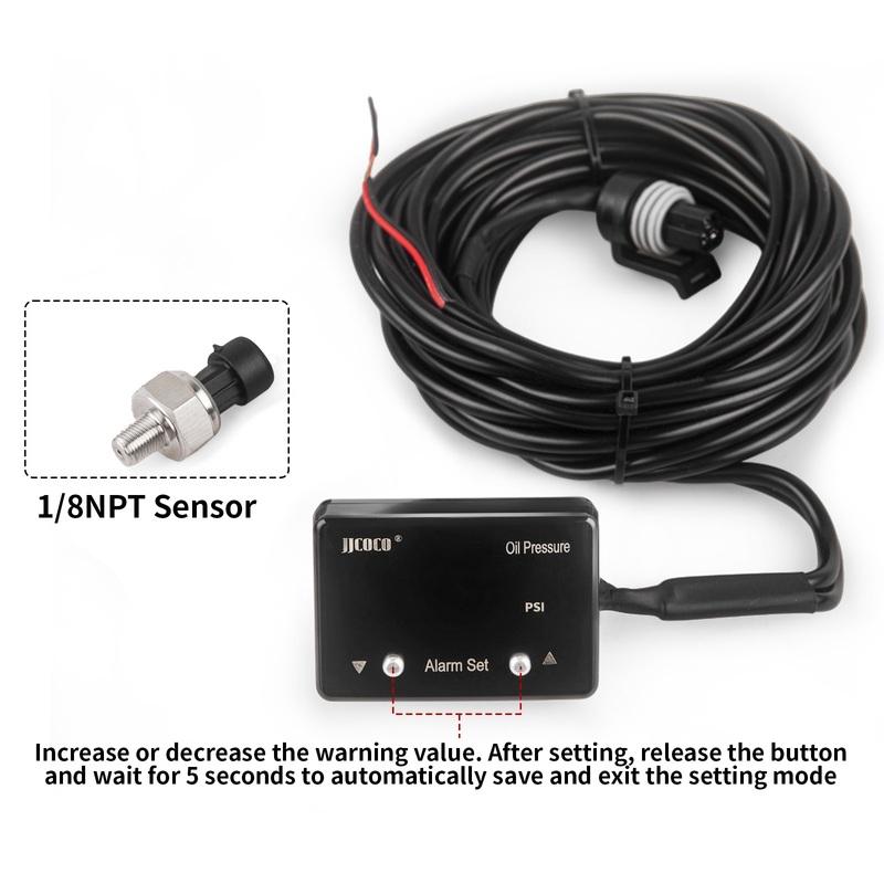JJCOCO MINI 12v Манометр давления масла Красный/Синий дисплей С 1/8NPT 0-1.6MPA (0-232 PSI) Датчик со звуковым сигналом