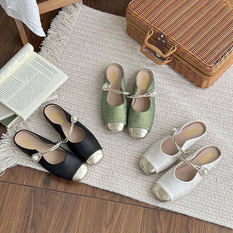 Туфли-лодочки Xiaoxiang с квадратным носком на плоской подошве женские туфли весенние с мелким вырезом на мягкой подошве Мэри Джейн вечерние туфли