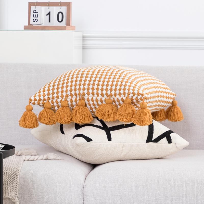Plush Embroidered Cushion Cover Couch Ornamental Pillowcase Cushion Cover Ornamental Pillow Case Living Room Area Decoration Chair Cushions
