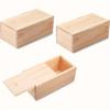 2pcs 7.87 X 3.94 X 3.15 Inch Unpainted Wood Box with Sliding Lid, Small Wooden Storage Crates Container Empty Gift Boxes