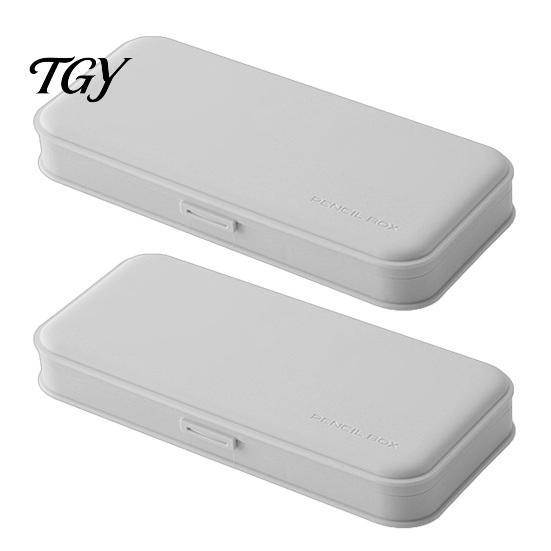 Hard Shell Pencil Organizer for Backpack 2Pcs Simple Case Students, Plastic Holder Macaroon Color Pouch with Multiple Compartments, Lightweight