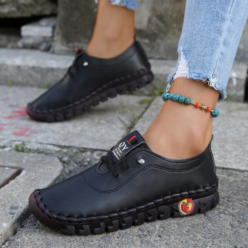 Модная женская обувь для двора из искусственной кожи, спортивная обувь, кроссовки для бега на плоской подошве с эластичными ремешками, женские кроссовки, большой размер 35-42