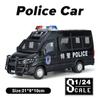 Metal Cars Toys Scale 1:24 IVECO Police Car Diecast Alloy Car Model Gift for Boys Children Kids Toy Vehicles Sound and Light