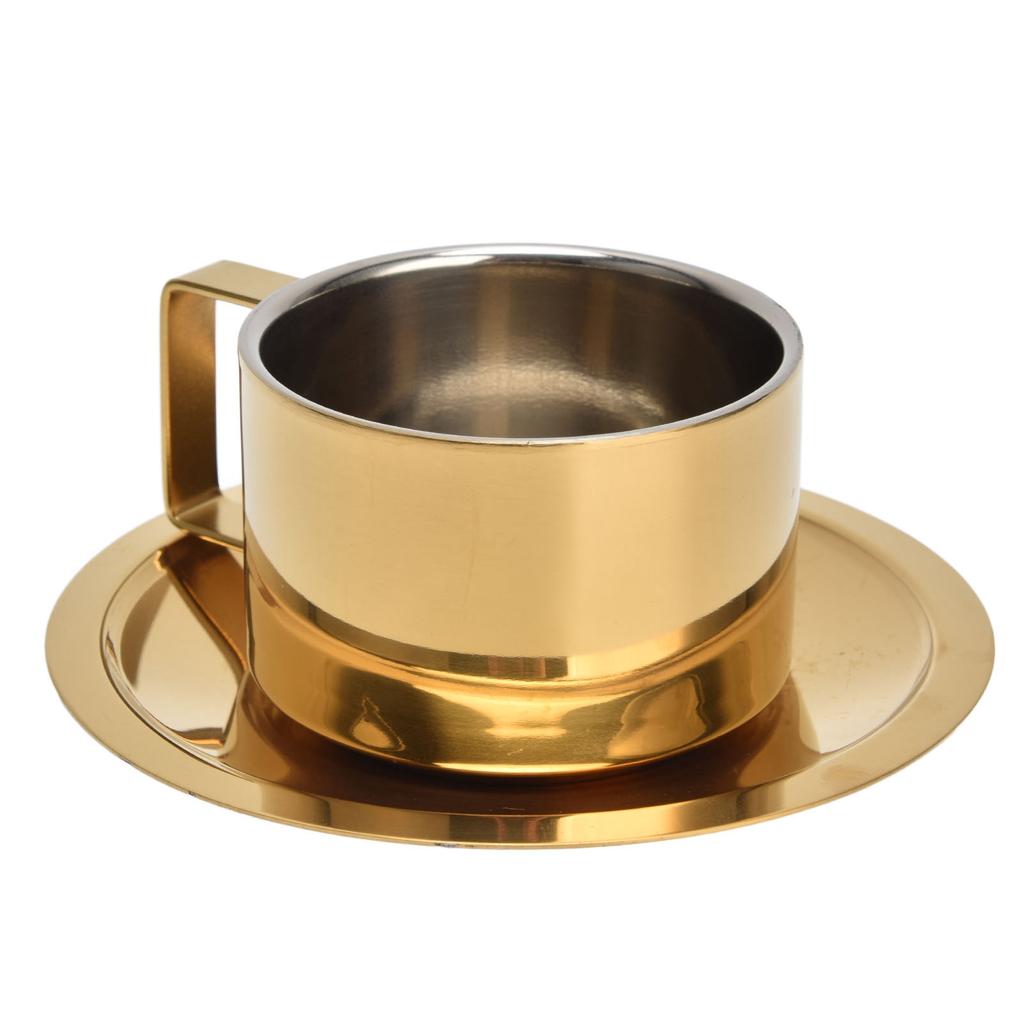 Кофейная чашка золотая модная дизайнерская носимая удобная практичная блюдце из нержавеющей стали для дома