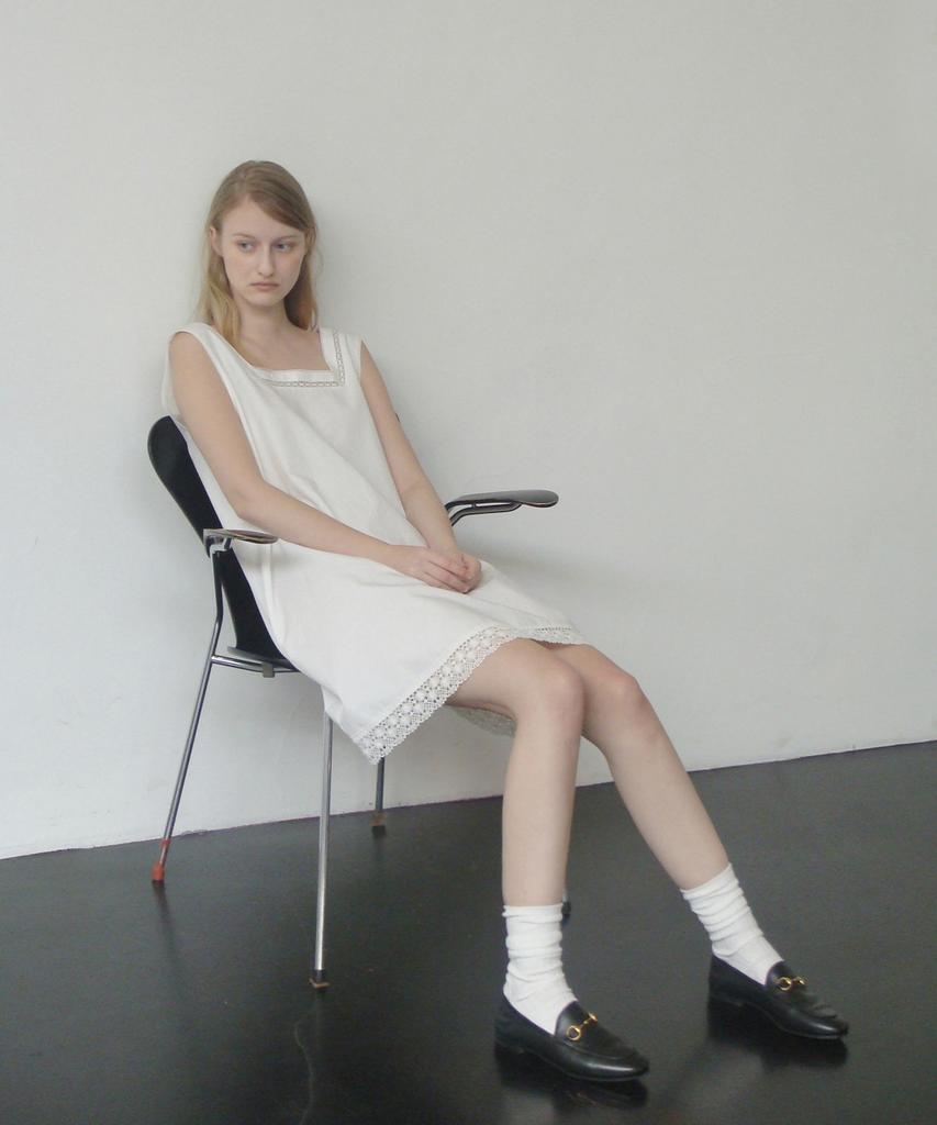 The Rye Lace Trim Sleeveless Dress(White)