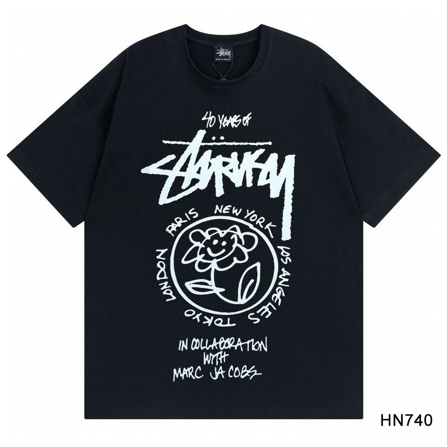 Stussy Летняя новая футболка из высококачественного хлопка с круглым вырезом для мужчин и женщин 2025 года, классический логотип с новым рисунком, парная футболка