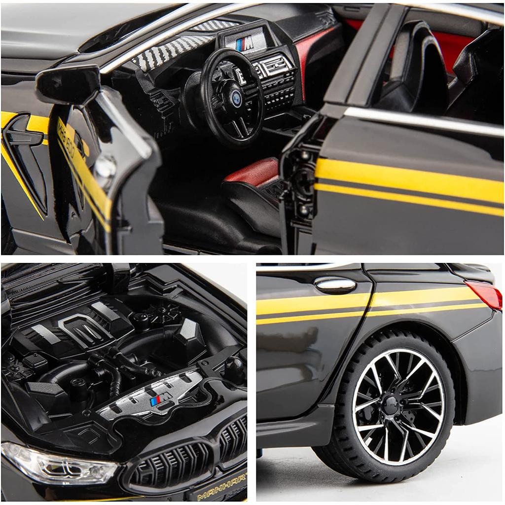 1/24 Scale M8 Diecast Car Model Toy, Pull Back Toy Vehicle with Sound and Light for Kids Toddler Boys Girls Gift Collection
