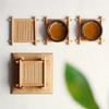 1/4Pcs Bamboo Teacup Coasters Mug Cup Square Mats Table Heat Insulated Pads for Kung Fu Tea Coffee Snack Retro Teaism Decoration