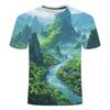 Summer Green Landscape Painting Series 3D Printed Short Sleeve Men's and Women's Personalized Trendy Round Neck T-shirt