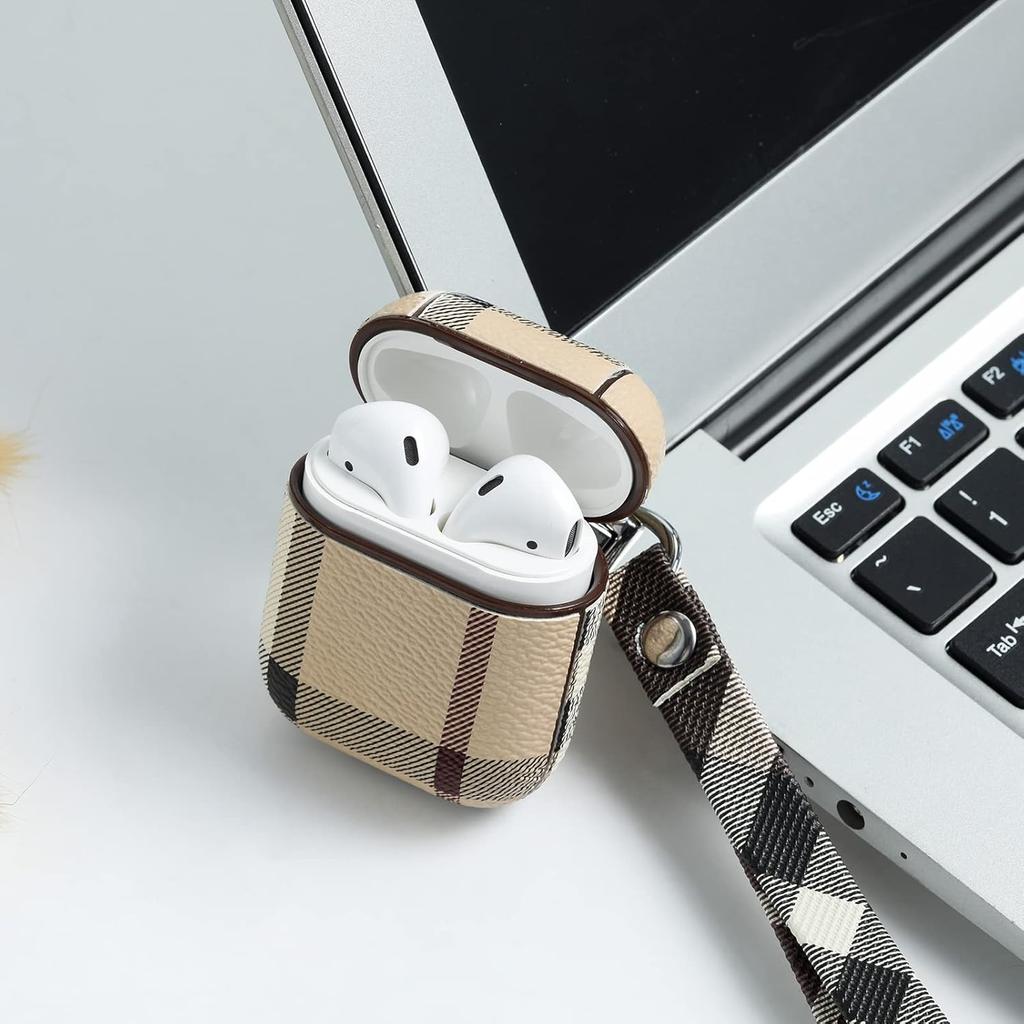 AirPods Case Cover Designed for Apple Airpods 2&1 Charging Case, AirPods Leather Case, Full-Body Protective AirPods case, Cum Wrist Strap, and