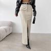 Pu Faux Leather Skirts Women Casual Office High Waist Warm Split Long Lady Skirt Autumn Winter Fashion New Lady Streetwear