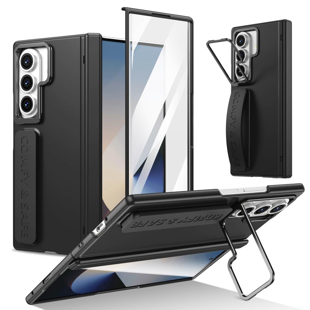 KEYSION Чехол-браслет для телефона Samsung Galaxy Z Fold 7 6 5 4 3 с подставкой, ударопрочная крышка из твердого ПК с защитой экрана для шарнира