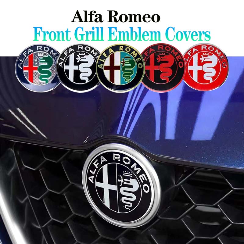 SYENG1 5 Color Alfa Romeo Car Grill Emblem Badge Car Front Grille Logo For Alfa Romeo Giulietta Mito Giulia Stelvio Brera 147 156 159