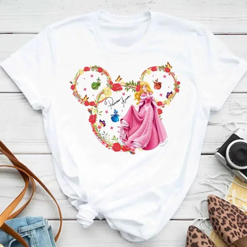 Mulan Princess Print T-shirt Mickey Casual Fashion Short Sleeve T Shirt Streetwear Tshirt Y2k Clothes Tops Unisex