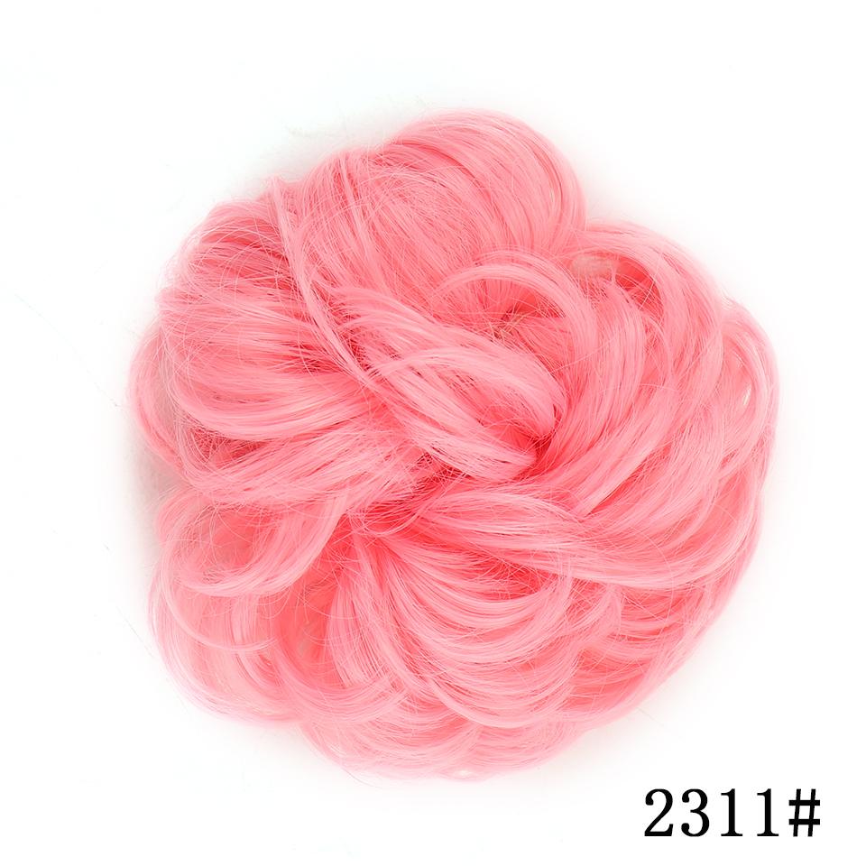 Messy Scrunchies Synthetic Hair Bun With Elastic Band Natural Fake Hair Tie Pieces Ponytail Colored Black Purple Pink Green Gray For Woman Chignon