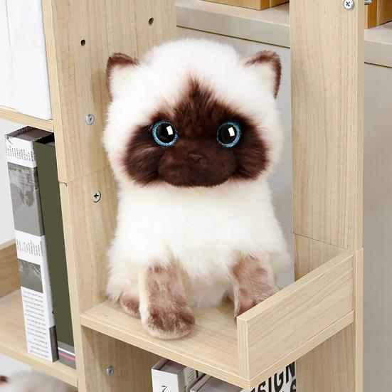 Милая плюшевая игрушка сиамский кот, мягкое чучело животного, синие пайетки