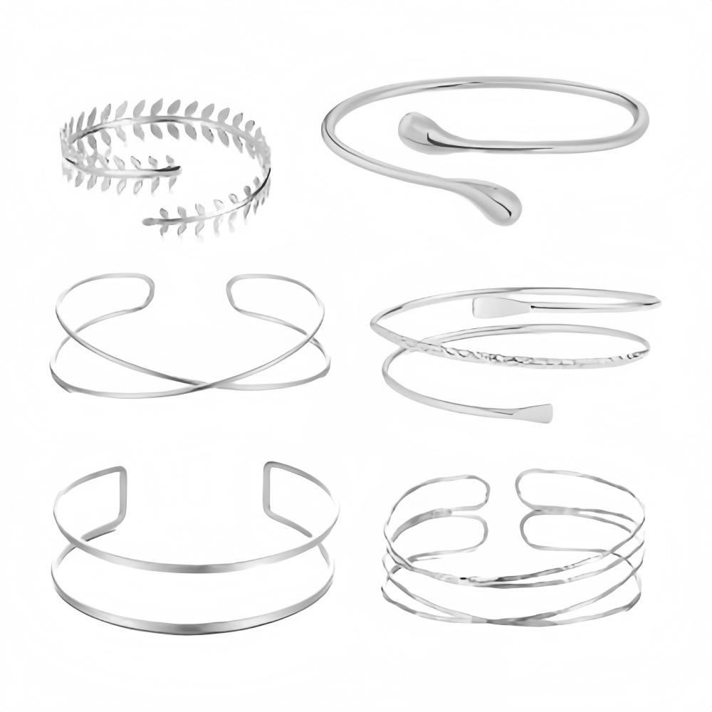 Geometric Open Metal Bangle Set: European & American Style Hand Jewelry