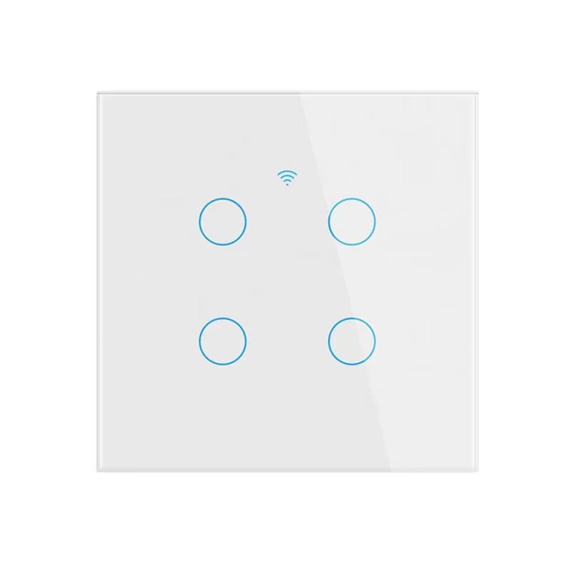 TUYA 1/2/3/4gang EU WiFi Smart Touch Switch Neutral Wire/No Neutral Wire Required Wall Touch Switch Work With Alexa Google Home