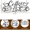 Metal Coffee Bar Sign Decor - Coffee Cup Word Iron Art. Cafe Themed Hanging Wall Sculpture for Kitchen & Restaurant.