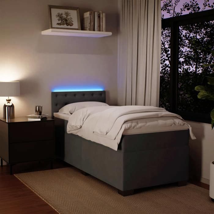 Maison Exclusive - Sommier à lattes de lit et matelas Gris foncé 90x190 cm Velours