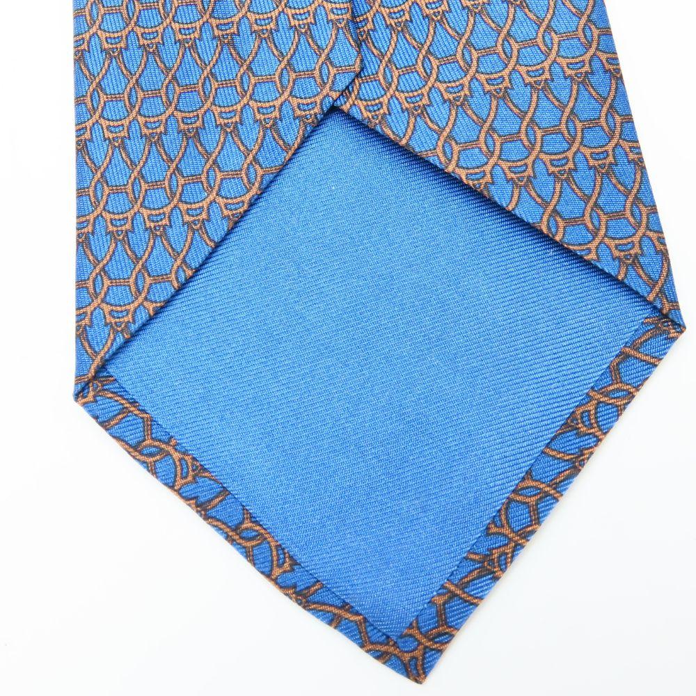 Used HERMES Tie Toyota Limited Edition Silk Blue Brown Suit