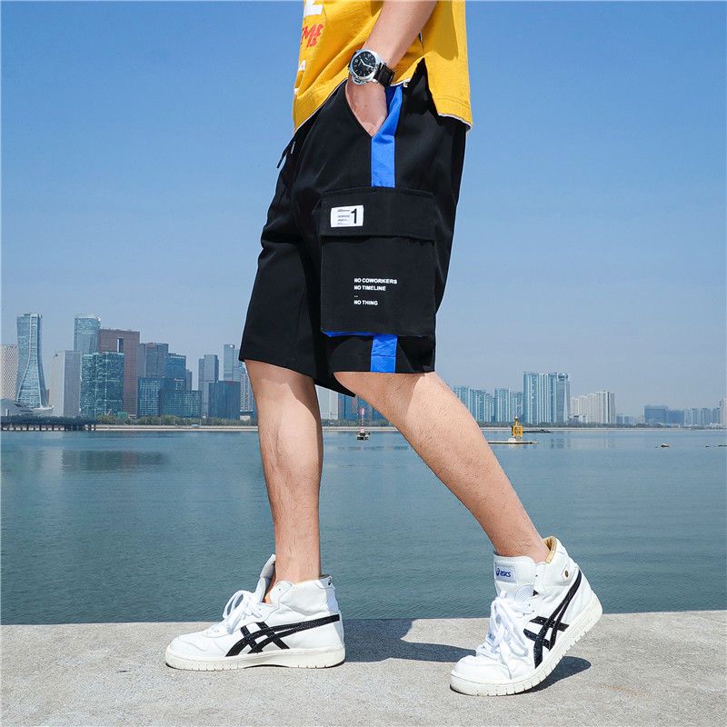 Шорты, мужские летние универсальные брюки с пятью точками на шнурке, свободные прямые комбинезоны, молодежные шорты