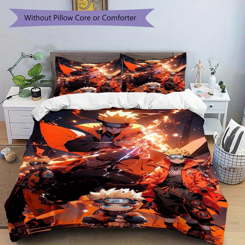 3pcs Naruto Bedding Set - Includes 1 Quilt Cover and 2 Pillowcases, Comfortable Bedding with Stylish Design for Bedroom F049