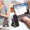 NEW 5 In 1 Auto-induction Wireless Induction Speaker 8 Mode RGB Light Phone Stand Surround Sound Portable Bluetooth Phone Holder