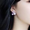1 Pair Exquisite Charming Women Earrings Gift Rhinestone Purple Flower Stud