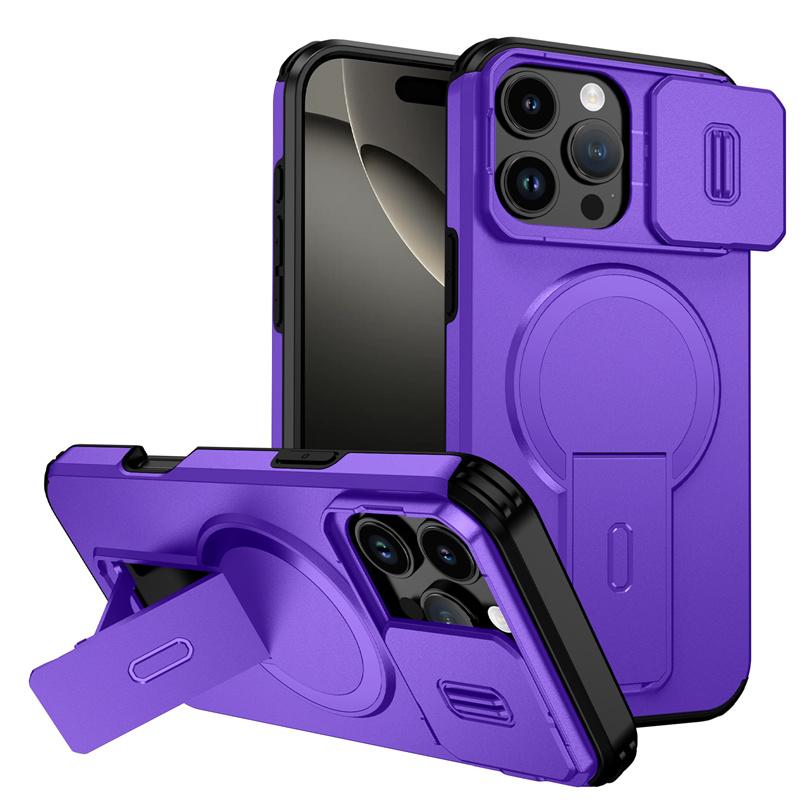 Для Magsafe Магнитный Беспроводной Зарядный Чехол Для iPhone 16 15 14 13 12 11 Pro Max Plus 16e Бронированный Чехол-Подставка Слайдер Защита Линзы