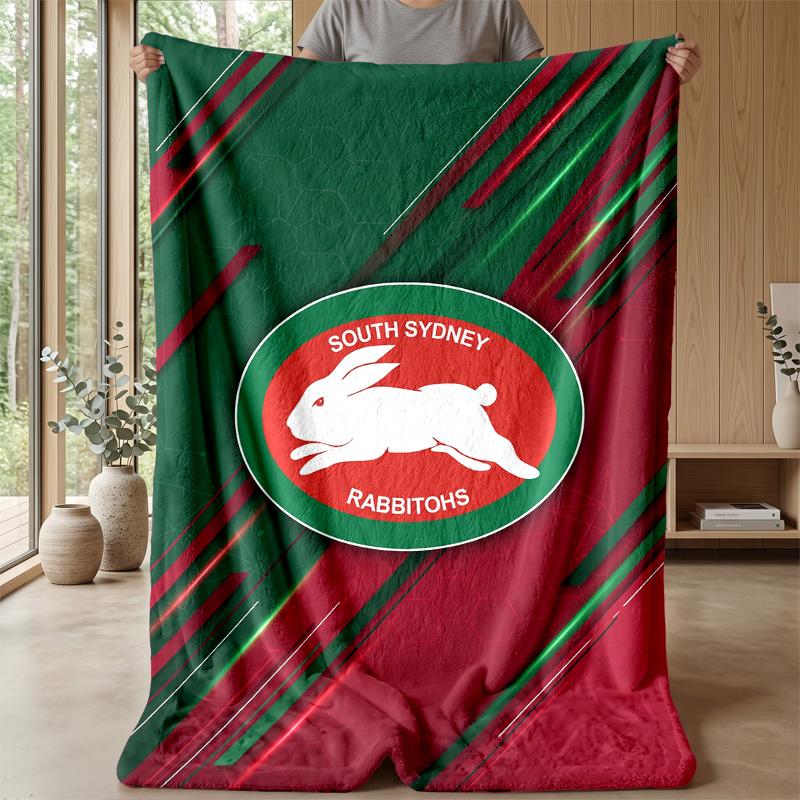 South Sydney Rabbitohs Flannel Fleece Blanket Cozy Warm Throw Blanket For Couch Bed Travel All Season Use