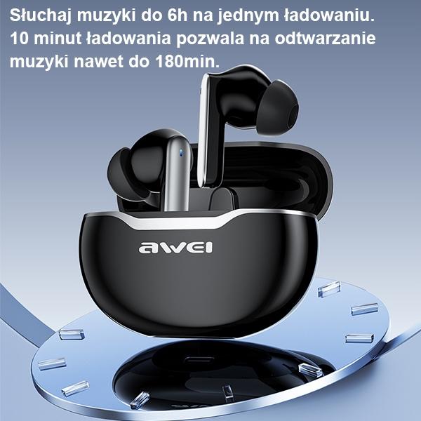Słuchawki Bluetooth 5.3 AWEI T50 TWS z stacją dokującą Czarne