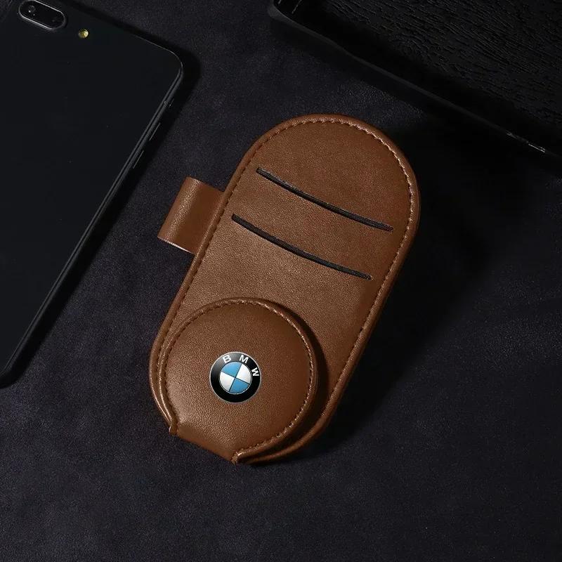 2025 Car For BMW Leather Car Glasses Clip Sun Visor Multi-function Sunglasses Clip Car Styling For BMW M Performance M3 M5 M6 F2