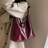 Soft PU Leather Quality Underarm Bag Vintage Wine Red Ladies Shoulder Bag Commuter Large Handbag Women's Versatile Tote Bag