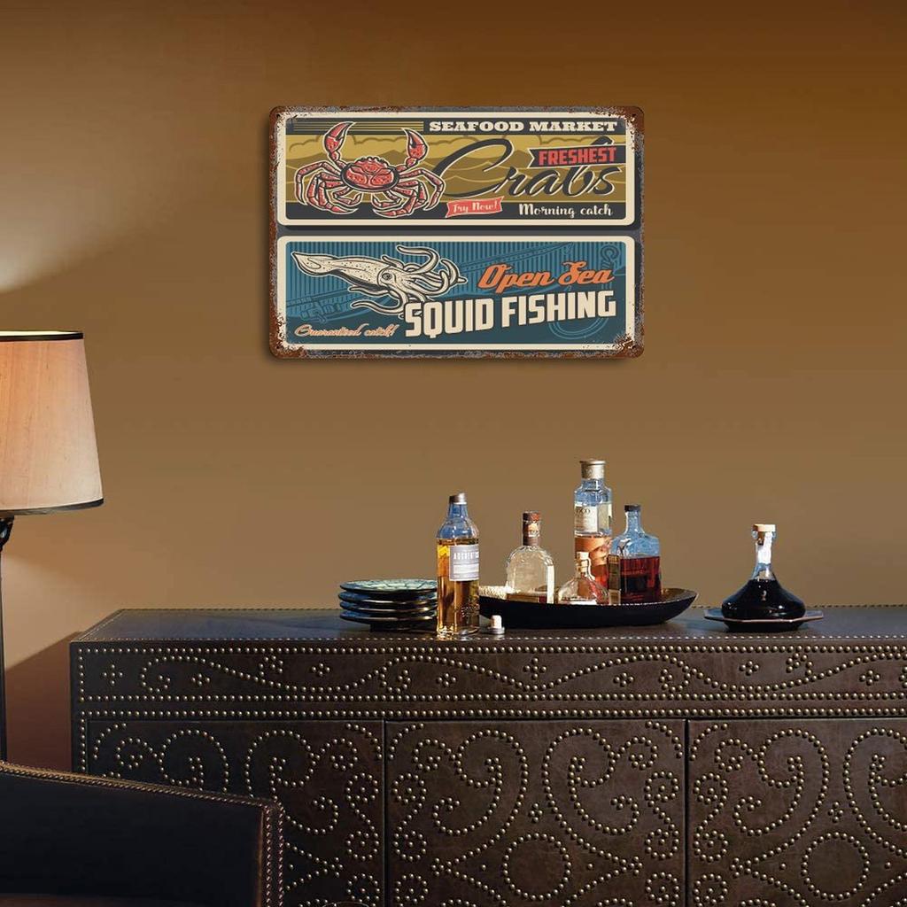 1-Pack retro iron wall plaque decor, 20×30cm and 30×40cm, distressed rusty look for office, home bar or bedroom