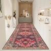 Persian Style Carpet Black Long Hallway Rug Non-slip Stairway Corridor Aisle Runner Rug Washable Living Room Decoration Mat