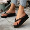 Модные летние шлепанцы на танкетке с открытым носком Женские новые шлепанцы на платформе Нескользящие Большого размера Женские Легкие уличные шлепанцы Слайды Женские