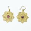 Brass Gold Plated Women's Earring, Natural Gemstone Cabochon Jewelry, Fashion Jewelry, Handmade Earring, Garnet Earring