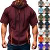 Men's Casual Short-sleeved Sweatshirt. Loose And Breathable Solid-color Sweatshirt Jacket With Multiple Pockets And A Zipper.
