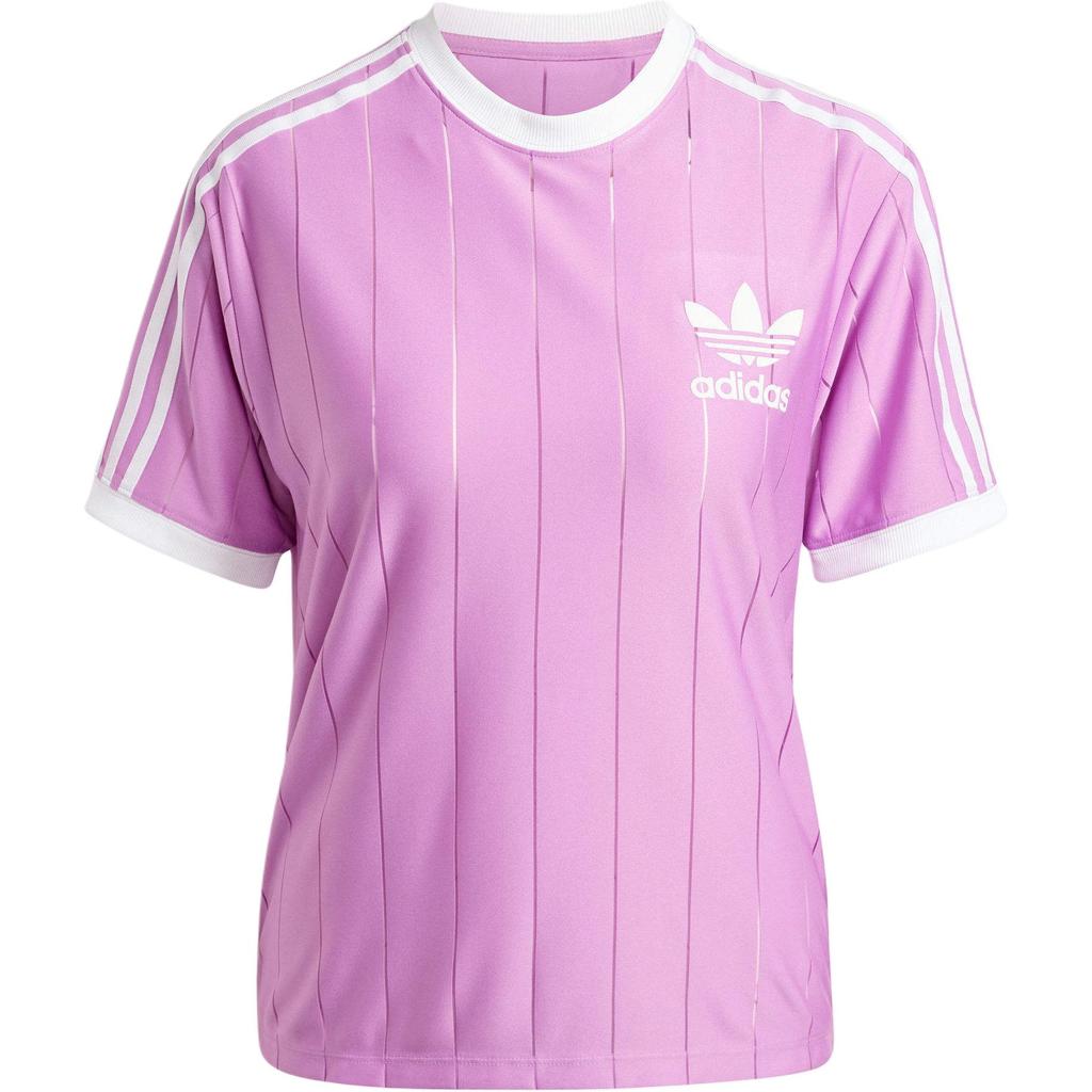 adidas Женская повседневная футболка Originals Adicolor в полоску с логотипом, с коротким рукавом, фиолетовая, IY7226