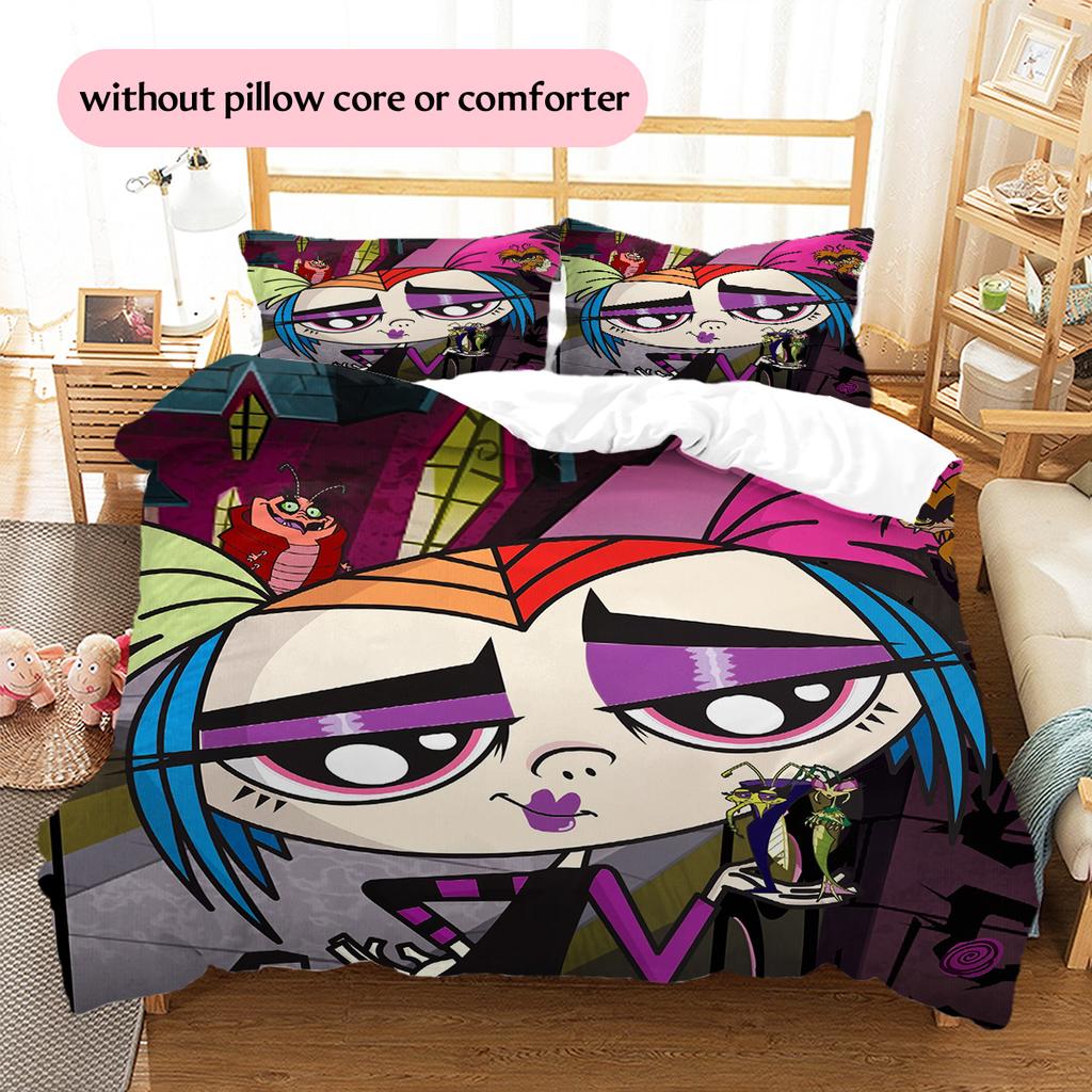 Little Bug Girl Pattern Bedding Quilt Set Home Decoration Gift (1 * duvet cover + 2 * pillowcase without core)