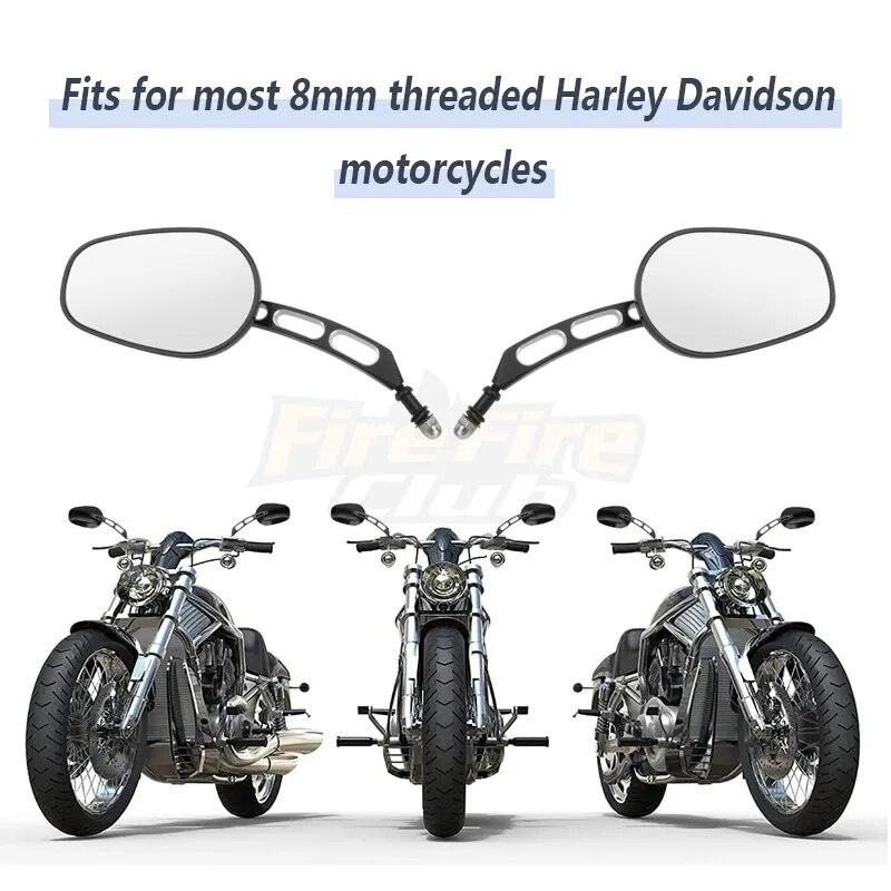 Мотоциклетное зеркало заднего вида 8 мм, черные боковые зеркала для Harley Dyna Electra Glide Fatboy Iron 883 Road Glide Sportster 883 1200