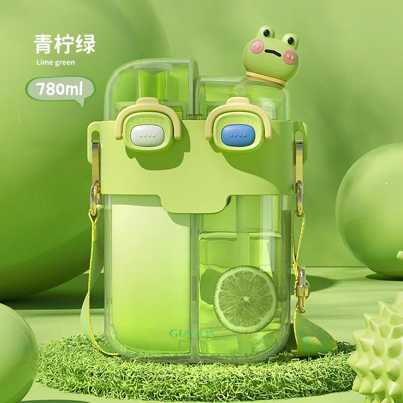 Бутылка-автобус без BPA для детей, подарок, питьевая бутылка-кружка из Tritan с трубочкой, очаровательная девочка, мальчик, для школы, детского сада, дорожный чайник с ремешками