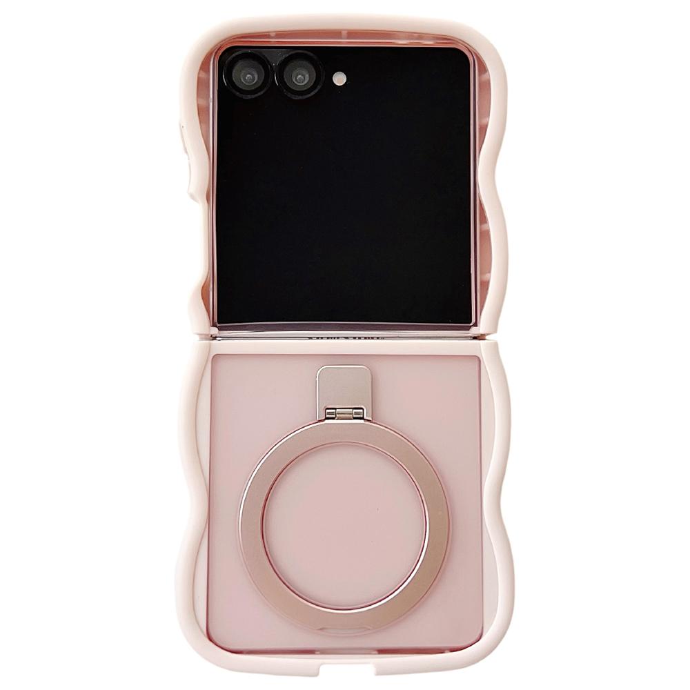 For Samsung Galaxy Z Flip7 5G Magnetic Case Kickstand Skin-Touch Wave Edge TPU+PC Phone Cover