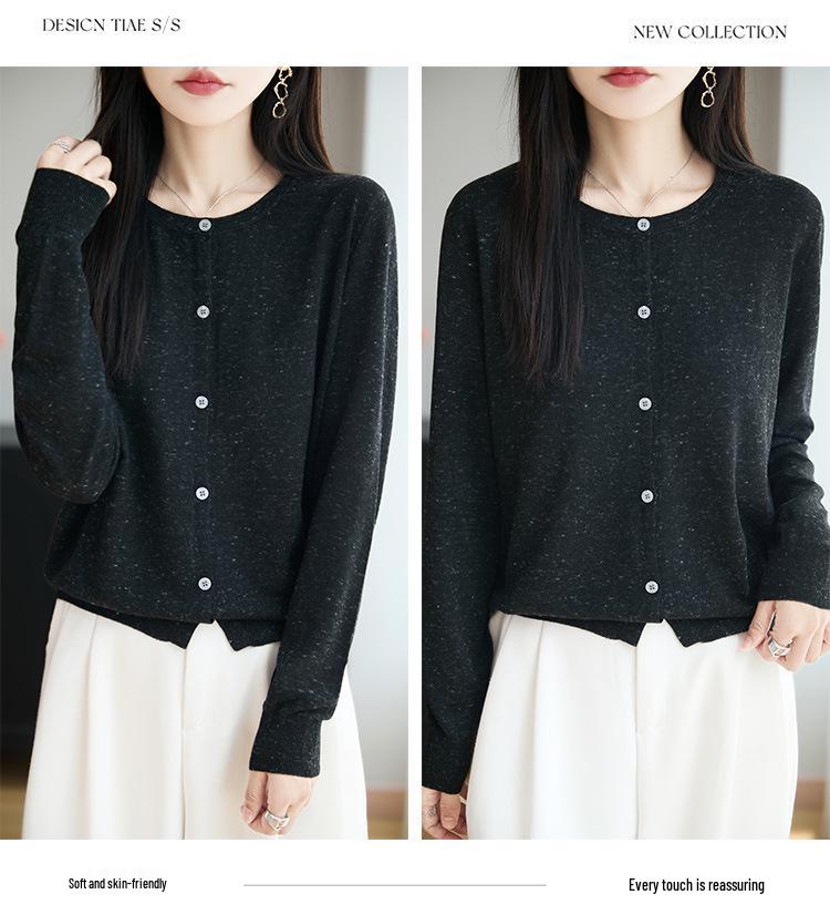 Women's Versatile Long-Sleeved Cardigan: Snowflake Dot, High-Grade Imitation Wool Knit Sweater
