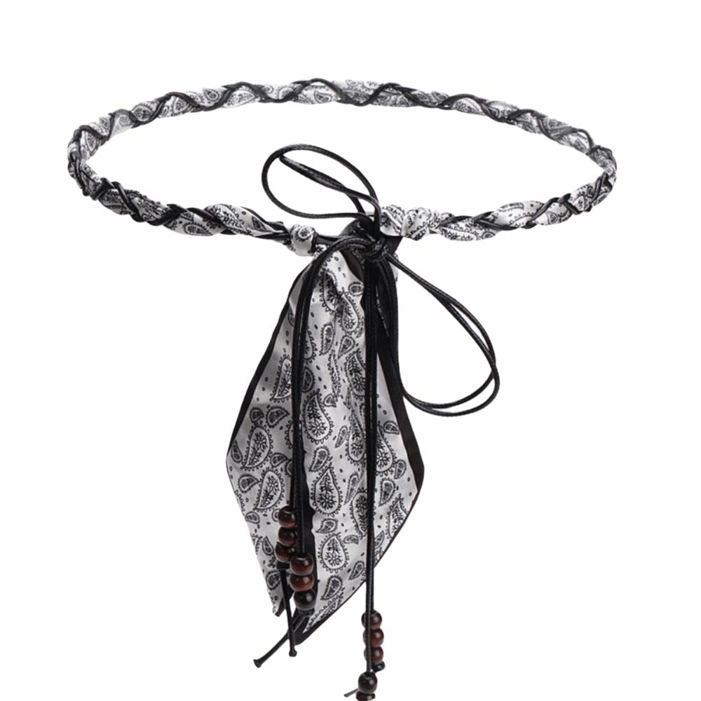Wood Bead Tassel Flower Waist Chain Vintage Design Decorative Waist Rope With Skirt