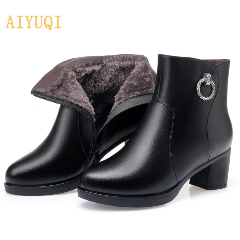 Зимние шерстяные сапоги с подсветкой, модные женские ботинки большого размера на среднем каблуке, теплые женские ботильоны